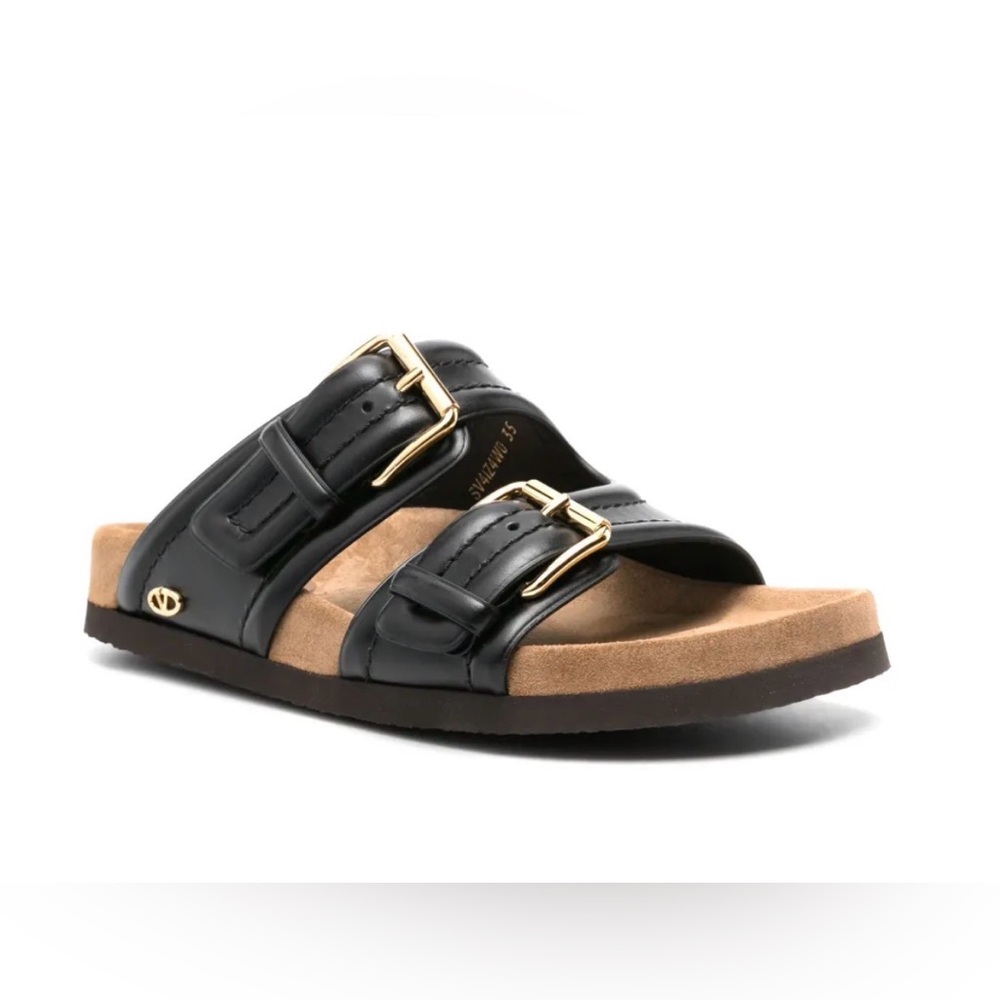Valentino Garavani Fussfriend Black Leather Slide Sandals Size EU 41 / US 11